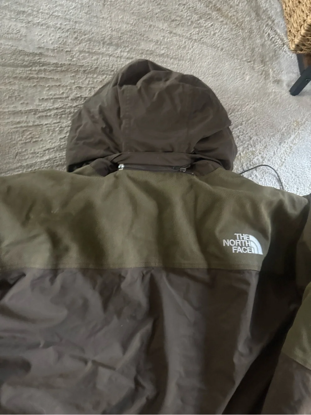 The North Face Olive Green Parka goose down Jacket hooded Hyvent XXL